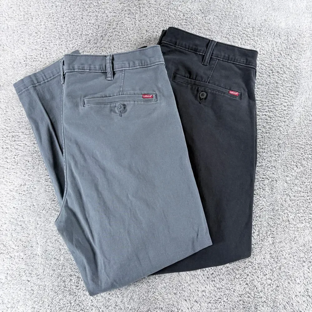 Levi's 2 Pair Chino Slacks Color Gray and Black‎ Sz 38x30 *FLAWS*